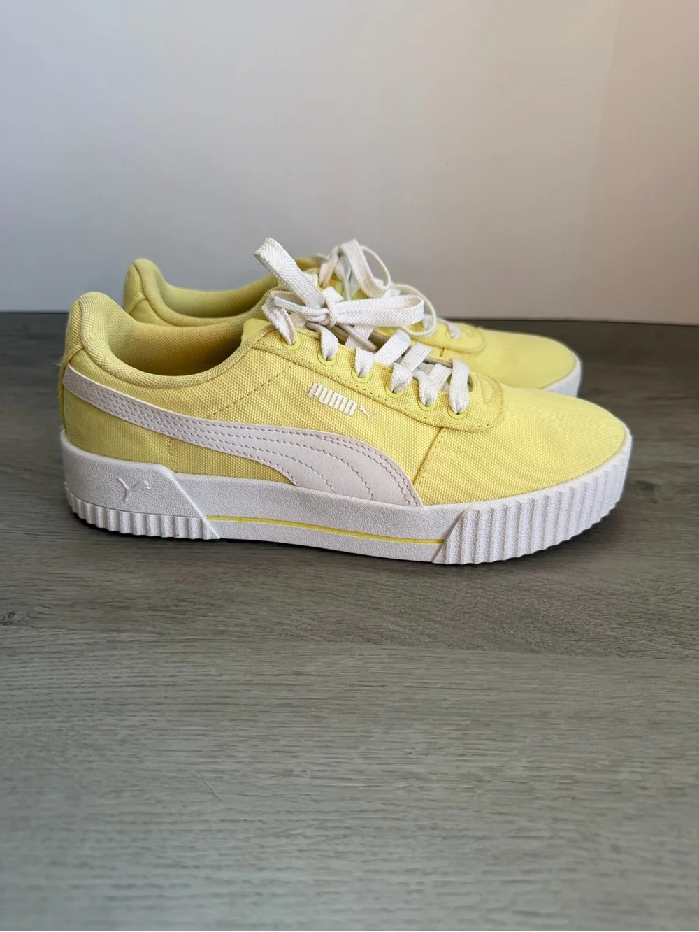 NWOT Puma Carina Canvas Platform Sneakers - Pastel Yellow - Women's 8.5